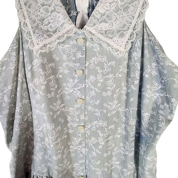 Maggie Lawrence Sport Vintage Blue Floral Prairie Sleeveless Dress - Picture 7 of 12